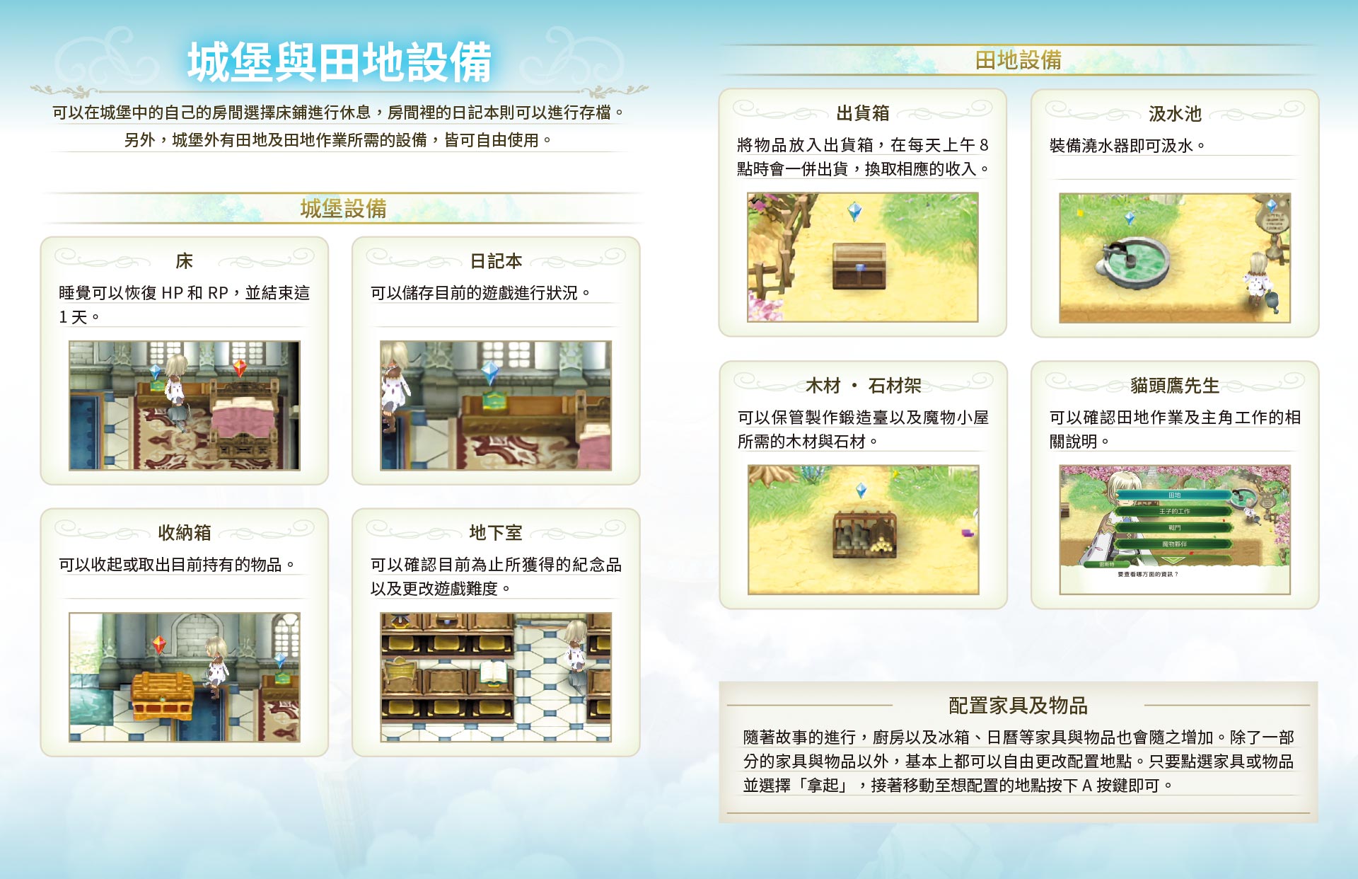 城堡與田地設備介紹