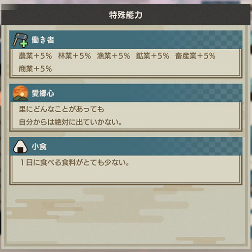 里人のステータス