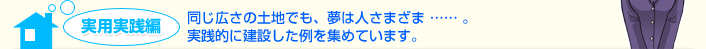 実用実践編　同じ広さの土地でも、夢は人さまざま……。　実践的に建設した例を集めています。