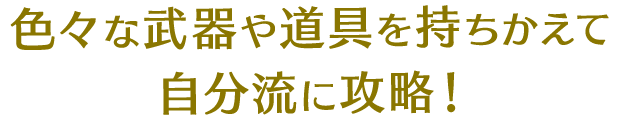 色々な武器や道具を持ちかえて自分流に攻略！