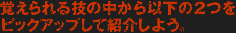 覚えられる技の中から以下の２つをピックアップして紹介しよう。