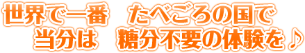 世界で一番たべごろの国で 当分は糖分不要の体験を♪