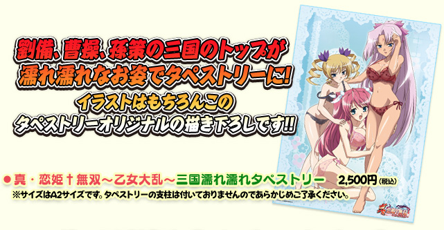 ●真・恋姫†無双〜乙女大乱〜三国濡れ濡れタペストリー　劉備、曹操、孫策の三国のトップが濡れ濡れなお姿でタペストリーに！イラストはもちろんこのタペストリーオリジナルの描き下ろしです！！